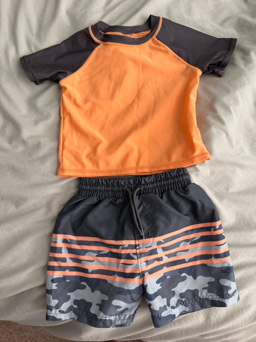 Kids Orange and Grey Rash Guard Swim Set - Jumping Beans